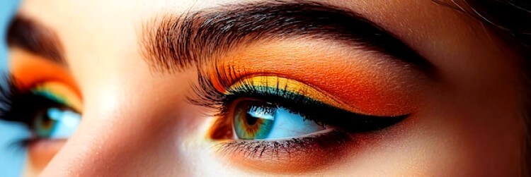 Yeux bleus maquillées